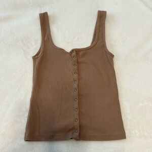 Abercrombie & Fitch Tan Ribbed Button Tank